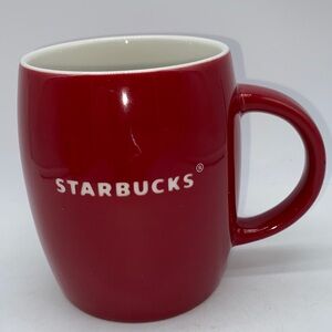 Starbucks 2011 Red White Barrel Style Coffee Mug Cup Ceramic